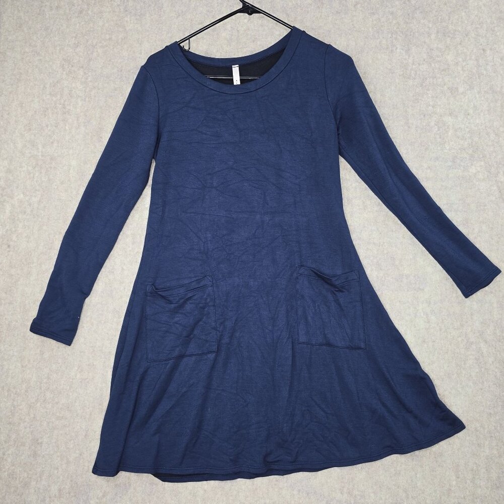 Gilli Womens Long Sleeve Navy Dress With Pockets Size M